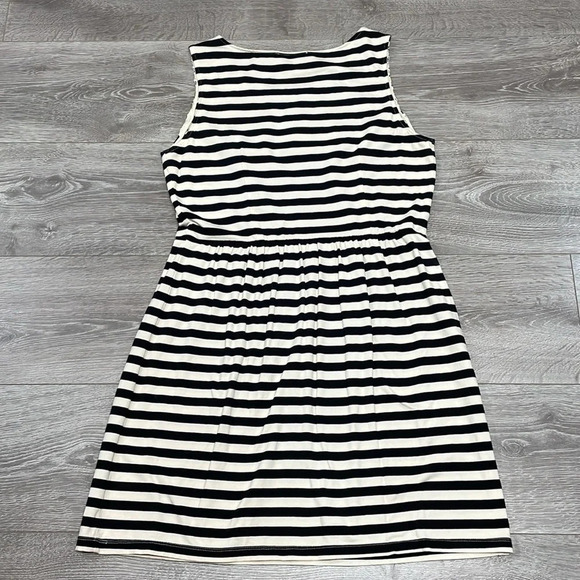 Ann Taylor Loft Petites Sleeveless Black & Ivory Striped Lace Trim Dress MP - Picture 14 of 14